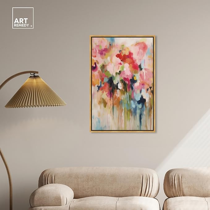 Art Remedy Soft Lush Pastel Canvas New Floral Wall Art, Gold Frame, 24" x 36"