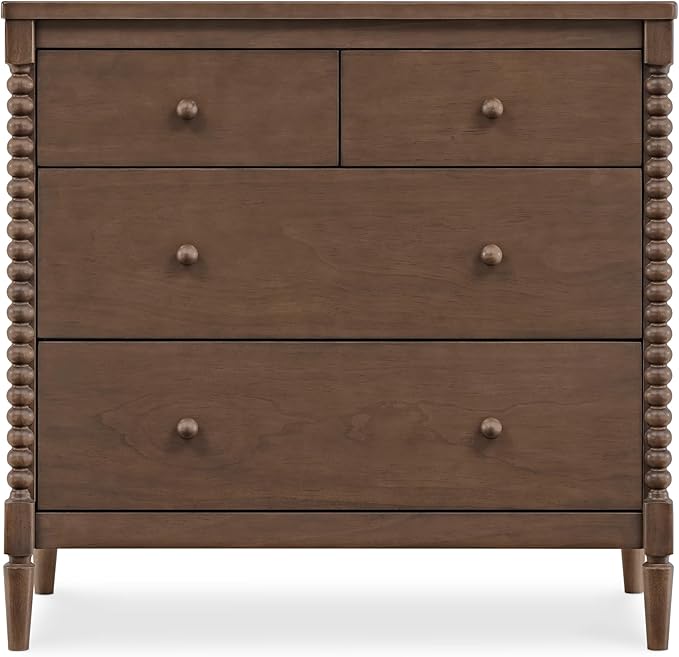 Delta Children Saint 4 Drawer Dresser with Changing Top and Interlocking Drawers, Teak Brown