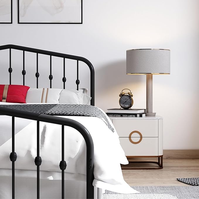 Golden Gate Beds Metal Platform Bed Frame with Antique Victorian Wrought Iron-Art Headboard and Footboard (Black, Queen (U.S. Standard), Washington)