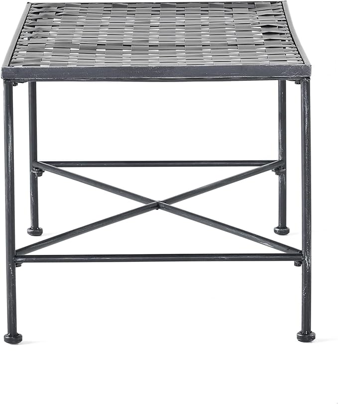 Christopher Knight Home Petra Iron Coffee Table, Black Brush Silver (296746)