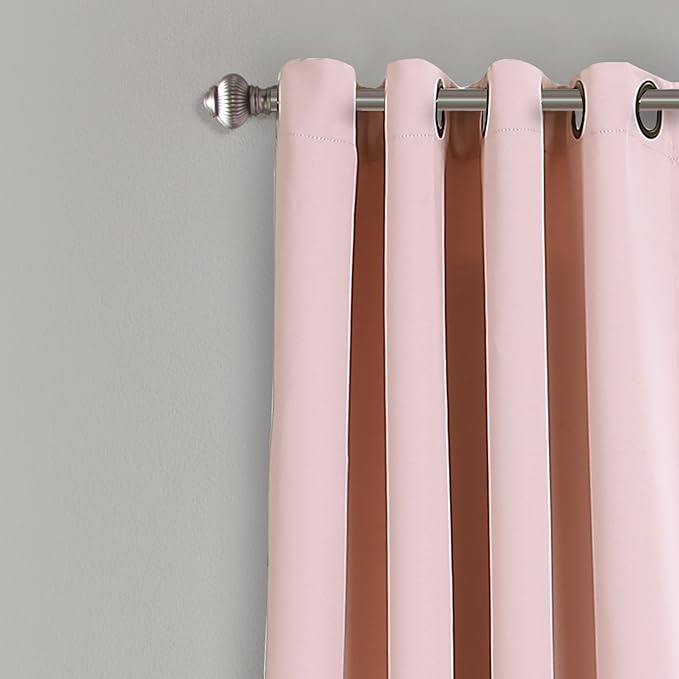 Lush Decor Insulated Grommet Blackout Window Curtain Panels, Pair, 52" W x 63" L, Pink - Classic Modern Design - Chic Window Decor - Curtains For Living Room, Bedroom, Or Dining Room
