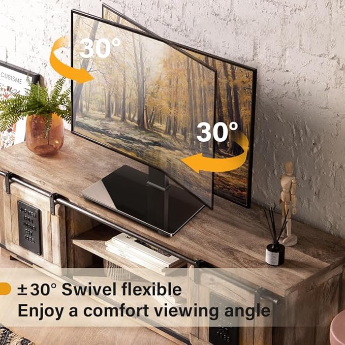 Universal TV Stand for 27-65 inch LED LCD TV Swivel Table Top Television Stand with 30 Degree Height Adjustable TV Stand with Mount TV Base with Tempered Glass Base Max VESA 400x400mm