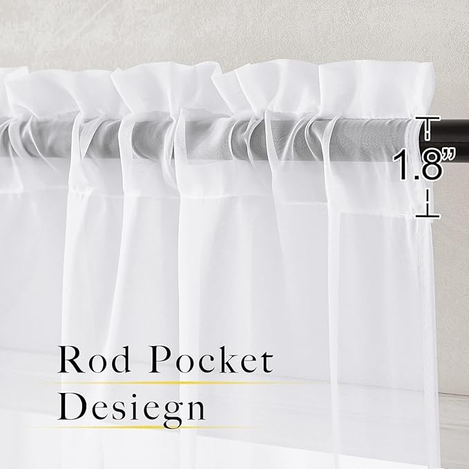 NICETOWN Window Sheer Curtains 84 inches Long, Rod Pocket Soft Voile Sheer Window Treatment Drapes for Living Room/Bedroom, 2 Panels, White, 60" Wide