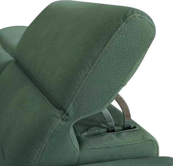Power Reclining Sectional Sofa Set with USB Ports & Adjustable Headrest, 4-Seater L-Shaped Flannel Recliner Sectional Couch for Living Room,Green