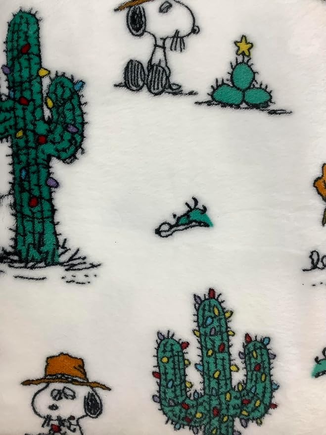 Berkshire Blanket & Home Co Peanuts Winter Blanket, Polyester (White - Christmas Cactus & Spike, Full/Queen)