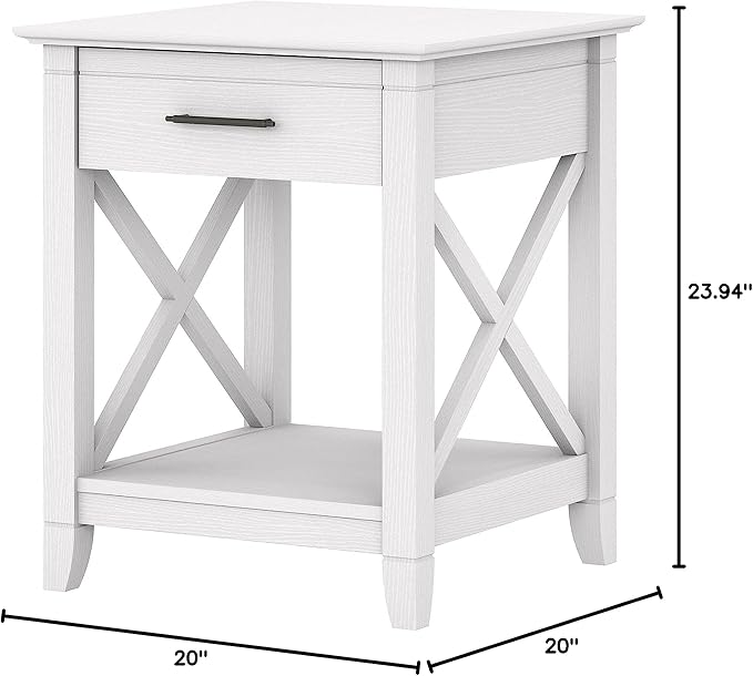 Bush Home Key West Nightstand with Drawer in Pure White Oak