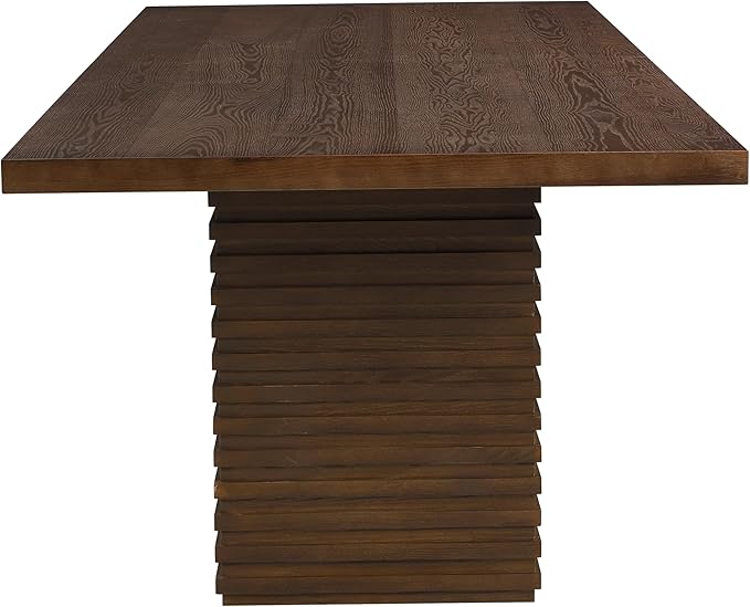 Christopher Knight Home Kaiya Modern Minimalist Wood Dining Table for 6-10 People, Rectangular Dining Room Table, Pedestal Kitchen Table, Ideal for Restaurant/Family Gatherings, Walnut Brown