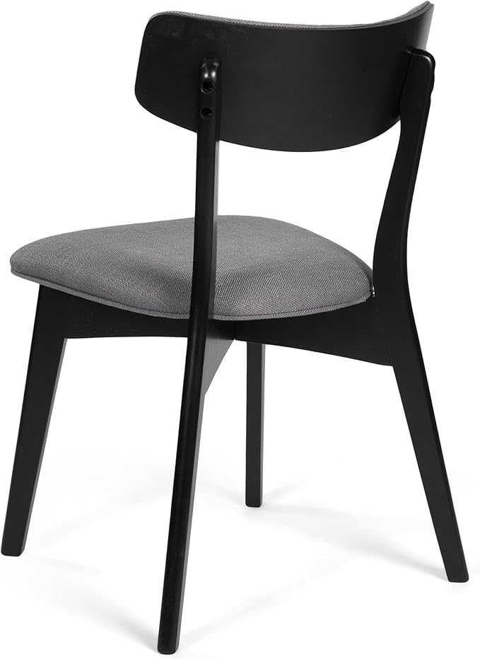 Chazz Upholstered Dining Chairs- Dark Gray/Matte Black (Set of 2)