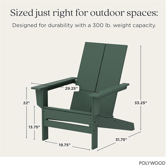 POLYWOOD Contemporary Modern Oversized Adirondack Chair in Green