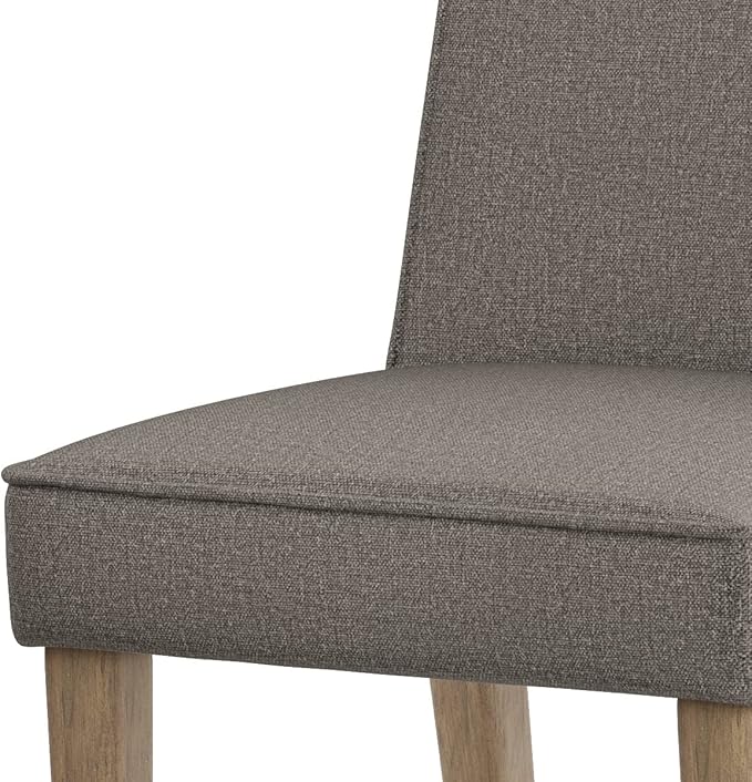 SIMPLIHOME Bartow Kitchen Chairs - Upholstered Solid Hardwood and Woven Polyester Kitchen Chair Set in Taupe, Contemporary Armless Dining Room Seating with Cushioned Seat and Back (Set of 2)