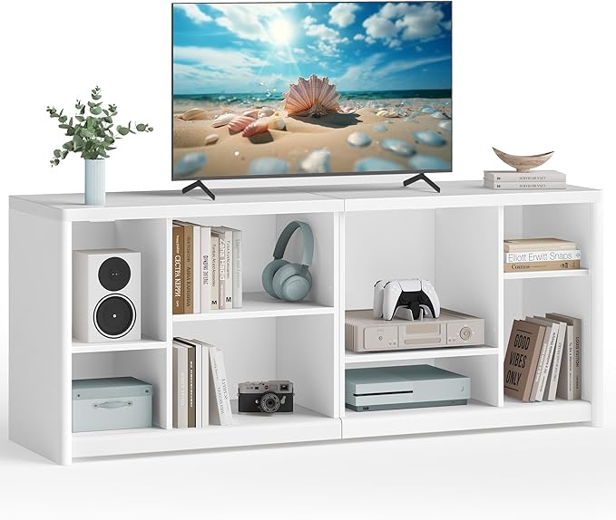 VASAGLE TV Stand for TVs up to 65 Inches, TV Cabinet with Storage Shelves, TV Console Table, Easy to Assemble, for Living Room, Bedroom, Study, Cloud White ULTV111W01
