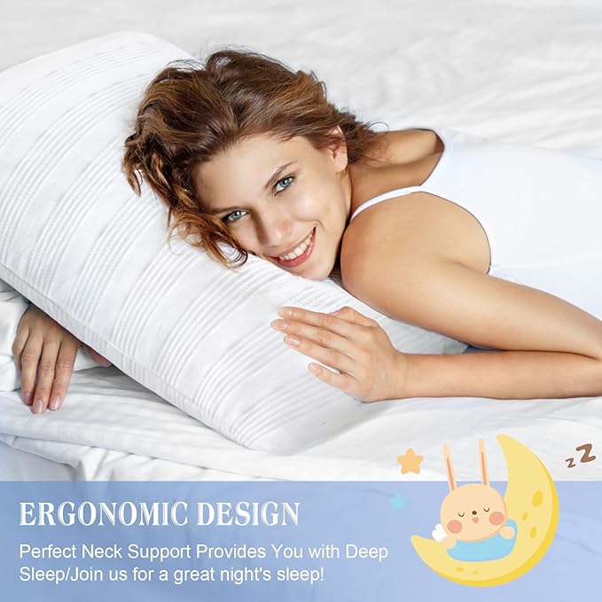 Meoflaw Cooling Pillows for Sleeping Body Size,Shredded Memory Foam Bed Pillow with Double Sided Material Pillow Case,Adjustable Loft-Slow Rebound Body Pillow for Side & Back Sleeper