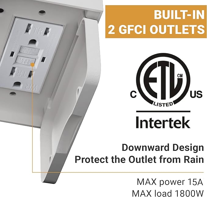 2 Pack Porch Light Outdoor with GFCI Outlet - 3 Lighting Modes Exterior Light Fixture, Dusk to Dawn Motion Sensor Wall Mount Outside Lights for House,Garage,Front Door, Patio