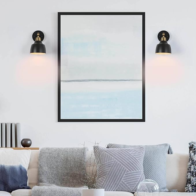 KSANA Sconces Wall Lighting, 1-Light Black and Gold Wall Sconce Light, Modern Metal Bedroom Bathroom Wall Sconces Indoor