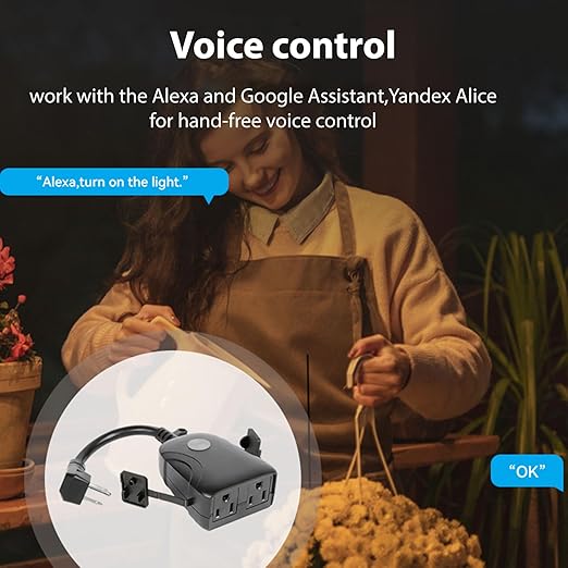 Smart Outdoor WiFi Plug, Smart Plug with Remote Control App Timer Function IP53 Waterproof for Home Garden Pool Kitchen Balcony