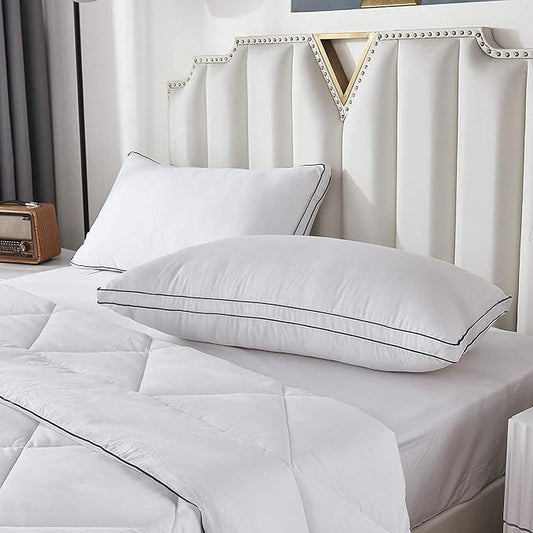 Gehannah Bed Pillows for Sleeping, Luxury Plush Soft Pillow with Home and Hotel, Breathable Microfiber Cover Skin-Friendly Pillows for Side Back Sleepers (White, Standard (Pack of 4))