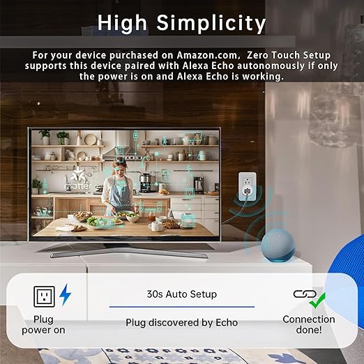 Matter Smart Plug 10A, Smart Wi-Fi Outlet Compatible with Alexa, Apple Homekit, Google Home, SmartThings, Home Assistant, No Hub Required, ETL & FCC & RoHS Certified, 2.4G WiFi Only, 4-Pack
