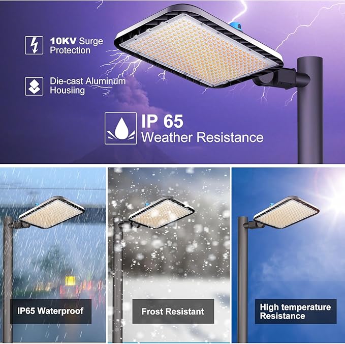 Lightdot 500W Parking Lot Lighting 75000Lm(150Lm/W) LED Parking Lot Lights Commercial with Smart Photocell Dusk to Dawn 5000K Street Light with SlipFitter Mount for Driveway/Parking Lot- 2Pack