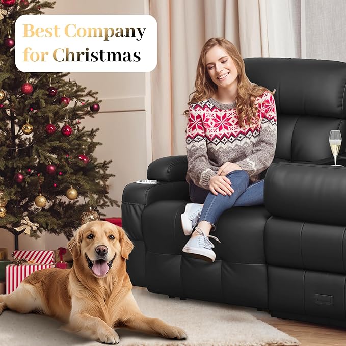 Recliner Sofa, Massage Reclining Sofa 3 Seater Sets Heavy Weight Capacity, RV Loveseat Couch Clearance with Flip Back Console, Storage, Cup Holders, Wall Hugger Reclining Couch for Living Room