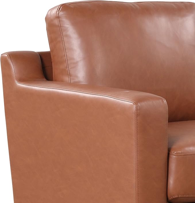 Serta Triton 78" Sofa, Transitional Modern, Dreamcoil Comfort, Metal Legs, Vegan Leather, Brown