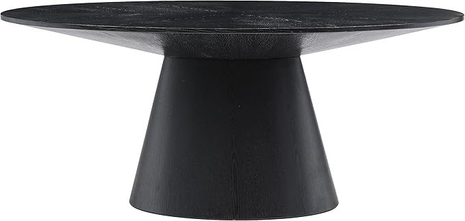 Meridian Furniture 848-T Gavin Collection Mid-Century Modern Oval Dining Table with Oak Wood Veneer in a Black Finish, 72" W x 43.5" D x 30" H, Black