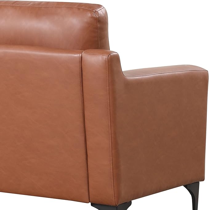 Serta Triton 55.5" Loveseat, Transitional Modern, Dreamcoil Comfort, Metal Legs, Vegan Leather, Brown