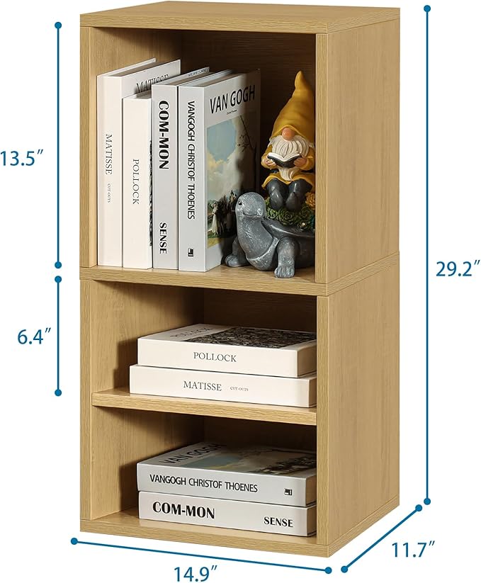 FUSUNBAO Magic DIY Cube Storage Organizer, 2-Layer Cube, Modern Style, Stackable Cubes, Small Room Organizer, Wooden Storage Boxes, Bookshelves, 15" x 11.8" x 29.2"