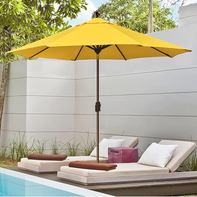 EliteShade USA 10-Year-Non-Fading 10Ft Market Patio Umbrella, UPF 50+ UV Protection Performance Sun Umbrella, Heavy Duty Commercial Grade Outdoor Table Umbrella with Crank & Tilt, Windproof Vented Top for Garden, Pool, Deck and Outdoor Playsets, Sunflo...