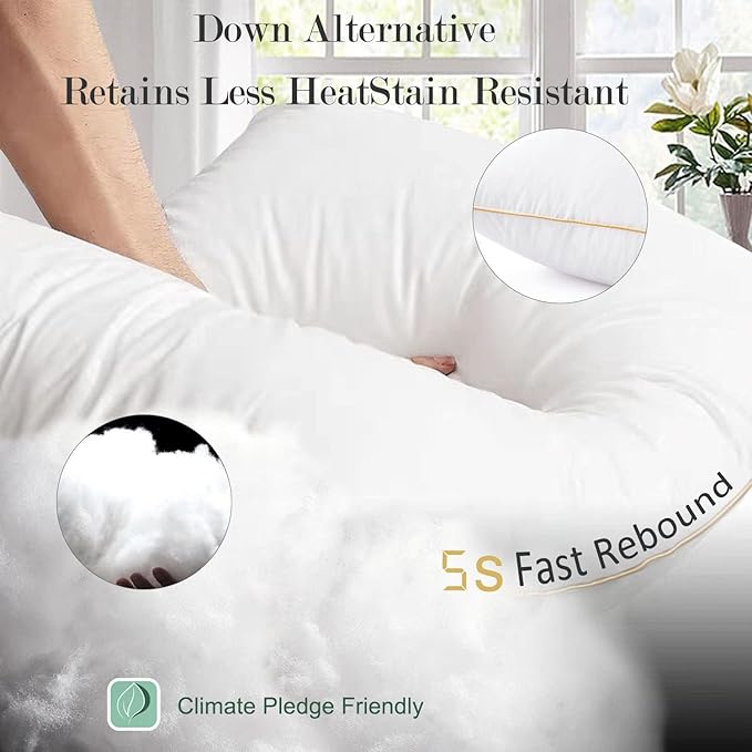 Queen Size Pillows Set of 4 - Hotel Quality Down Alternative Pillow for Sleeping 4 Pack, Bed Pillows for Side, Back, or Stomach Sleepers