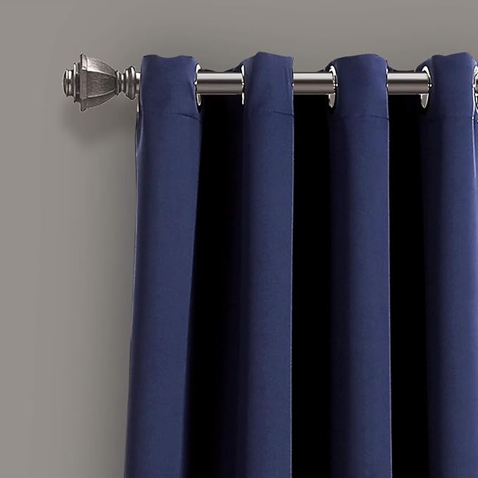 Lush Decor Insulated Grommet Blackout Window Curtain Panels, Pair, 52" W x 120" L, Navy - Classic Modern Design - 120 Inch Curtains - Extra Long Curtains For Living Room, Bedroom, Or Dining Room