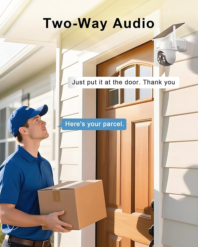 Solar Security Cameras Wireless Outdoor, No Monthly Fee, 2-Camera 2K Home Security Camera System with Base Station, Local Storage, PIR Motion Alerts, Color Night Vision