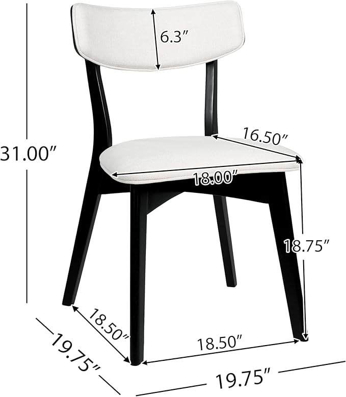 Chazz Upholstered Dining Chairs- Light Beige/Matte Black (Set of 2)