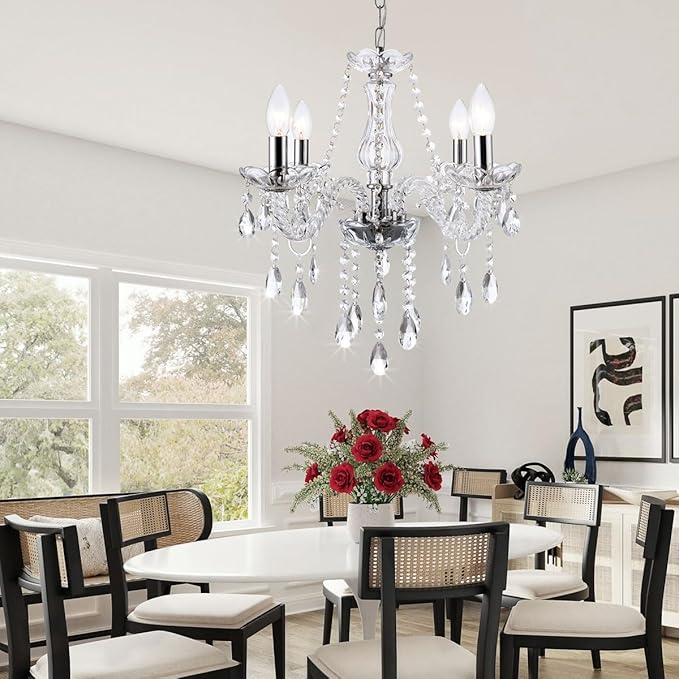 YYSHCHEN Luxury Clear Small Crystal Chandelier,Antique Small Chandelier,Mini Glass Chandeliers for Dining Room,Girls Bedroom,Living Room,Kitchen Island