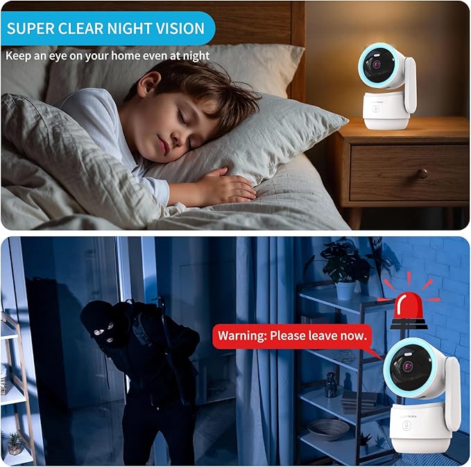 2K Pan/Tilt Security Camera, Smart WiFi Indoor Cameras for Home Security with AI Motion Detection, Dual-Band Wi-Fi (5G/4G) Camera with Phone App, 2-Way Audio, 24/7, Siren, TF/Cloud Storage (Blue)