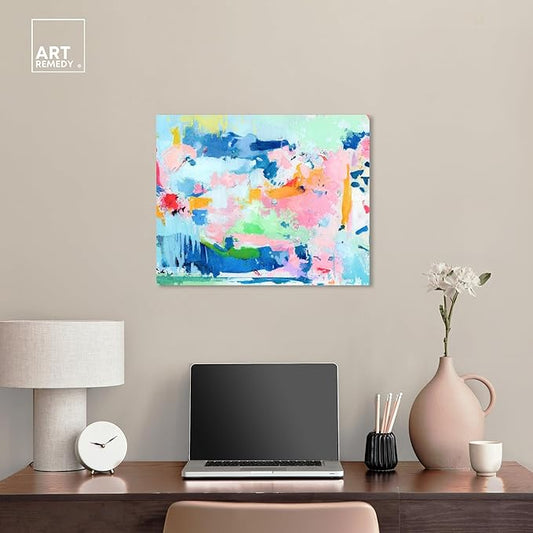 Art Remedy Peaceful Haven Canvas Bright Colorful Abstract Wall Art, Gallery Wrapped, 24" x 20"