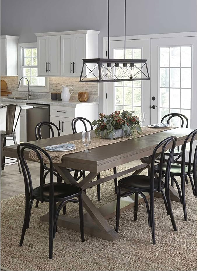 Progress Lighting Briarwood Collection 5-Light Dining Room Light Fixture, Farmhouse Style Modern Chandelier for Kitchen and Dining Room, 38" by 9", Black