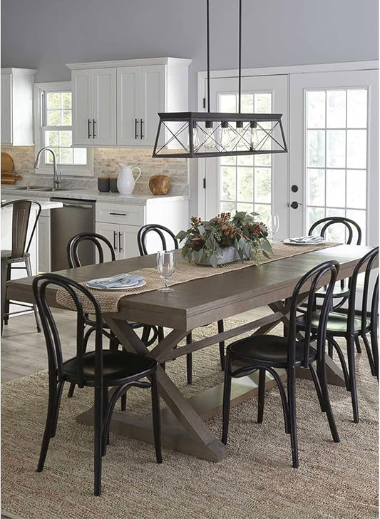 Progress Lighting Briarwood Collection 5-Light Dining Room Light Fixture, Farmhouse Style Modern Chandelier for Kitchen and Dining Room, 38" by 9", Black