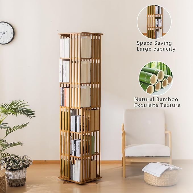 latifolia 6 Tier Book Shelf,Modern Bookshelves Organizer,Brown