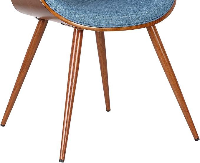 Armen Living Butterfly Mid-Century Dining Chair in Walnut Finish and Blue Fabric - Set of 6