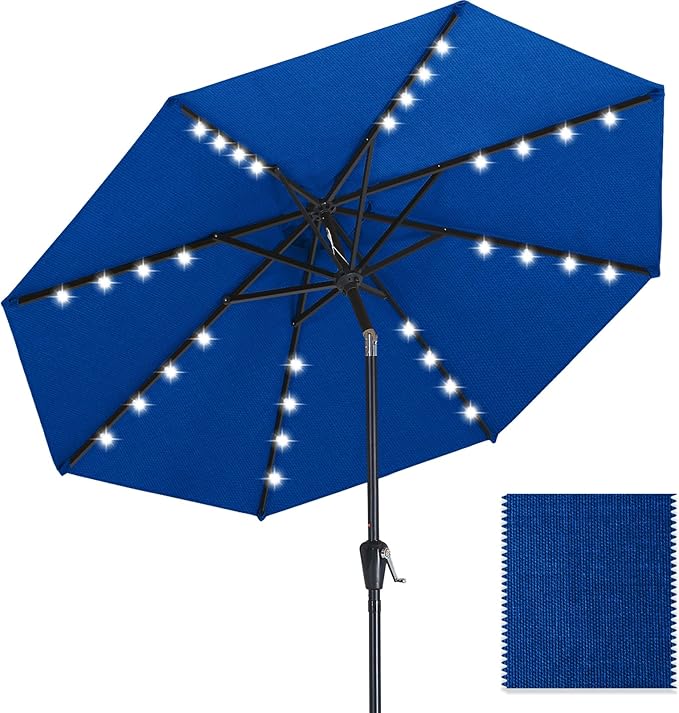 ABCCANOPY OLEFIN® 5-Year No Fading Patio Umbrella with Solar Lights (Royal Blue)