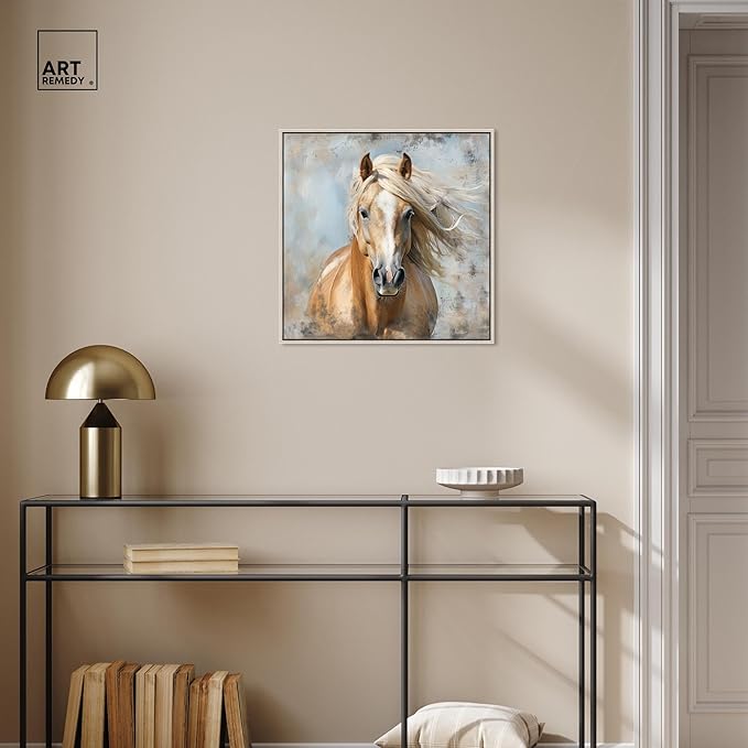 Art Remedy Rustic Rider Canvas Horse Wall Art, Silver Frame, 20" x 20"