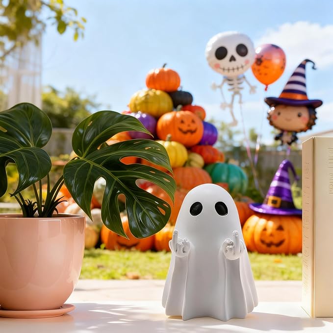 Christmas Ghost Statue Funny Decorations - Cute Gothic Figurines Desk Skeleton Ornament Indoor - Realistic Resin Sculptures Minimalist Decorative Figurines Objects for Coffee Table Desk Shelf
