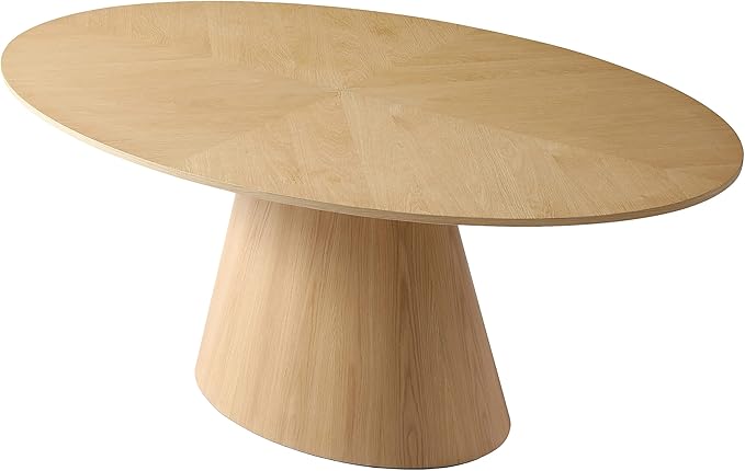 Meridian Furniture 846-T Gavin Collection Mid Century Oval White Oak Wood Dining Table, 72" W x 43.5" D x 30" H