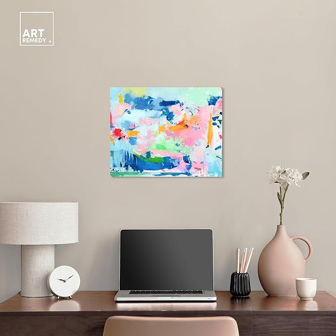 Art Remedy Peaceful Haven Canvas Bright Colorful Abstract Wall Art, Gallery Wrapped, 20" x 16"
