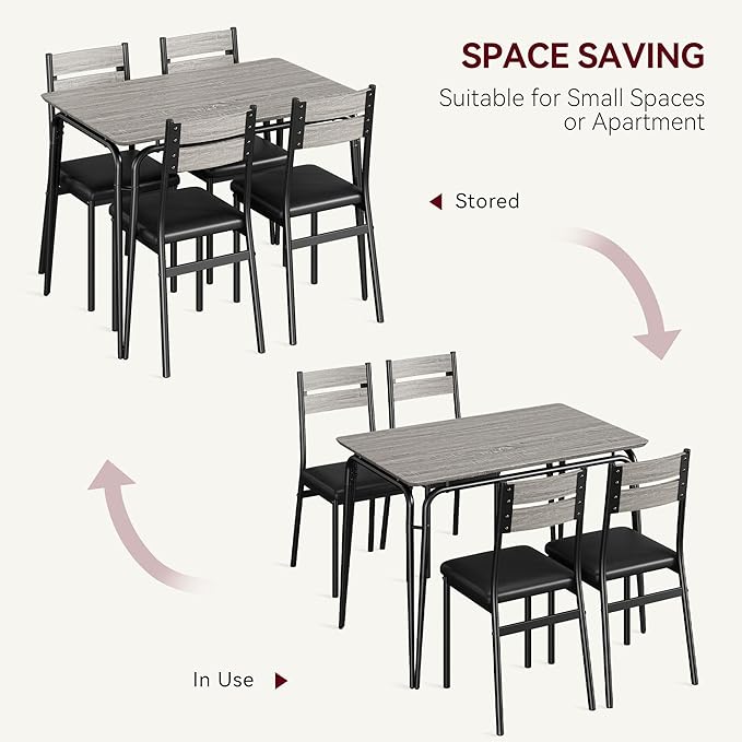 GarveeHome Dining Table for 2, Small Table and Chairs Set of 2, Square Dinette Set for 2, 3 Piece Kitchen & Dining Room Sets for Small Space (Oak, Table with 4 Upholstered Chairs)