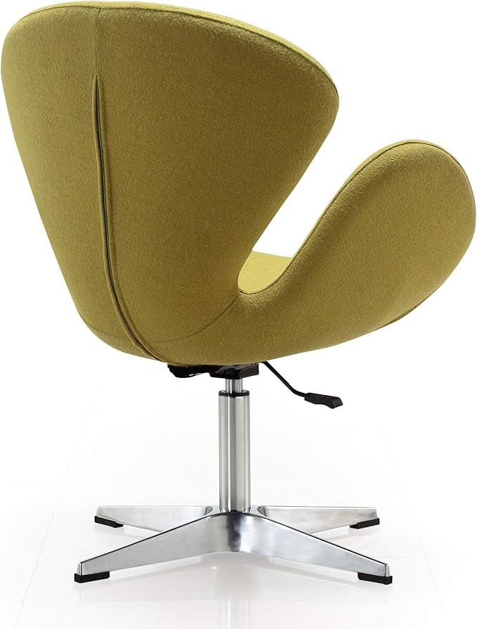 Manhattan Comfort Raspberry Adjustable Swivel Accent Chair Set of 2 with 360° Turn, Polished Chrome Base, Modern Retro Design, Ideal for Living Room and Home Office, Green Wool Blend