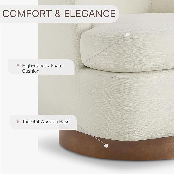 Swivel Accent Chair, Barrel Armchair with Upholstered Performance Fabric and Wood Base for Bedroom Waiting Living Room, 2 PCS, Linen