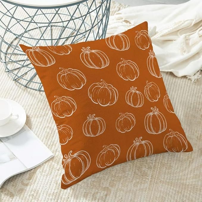 BETGINY Fall Pillow Covers 16 X 16 Inch Set of 2 for Fall Decor Throw Pillow Covers Orange Pumpkin Cushion Cases Autumn Thanksgiving Decorative Outdoor Pillows for Couch Home Sofa Living Room