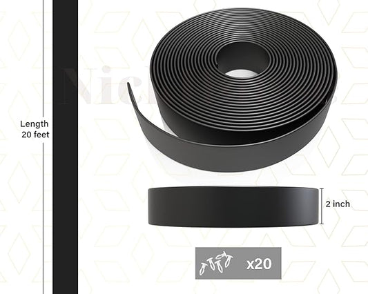 2" x 20' ft Vinyl Straps for Patio Chairs Repair Kit Outdoor Patio Lawn Furniture Repair Vinyl Chair Strapping Strap Matte Finish (Black) + 20 Free Rivets!