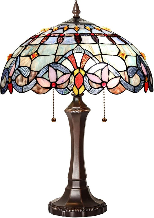 Capulina Tiffany Lamp Stained Glass Table Lamp 2-Light 16x16x22 Inches Traditional Handicrafts Antique Art Tiffany Style Desk Lamp for Bedrooms Bedside Living Room Home Office
